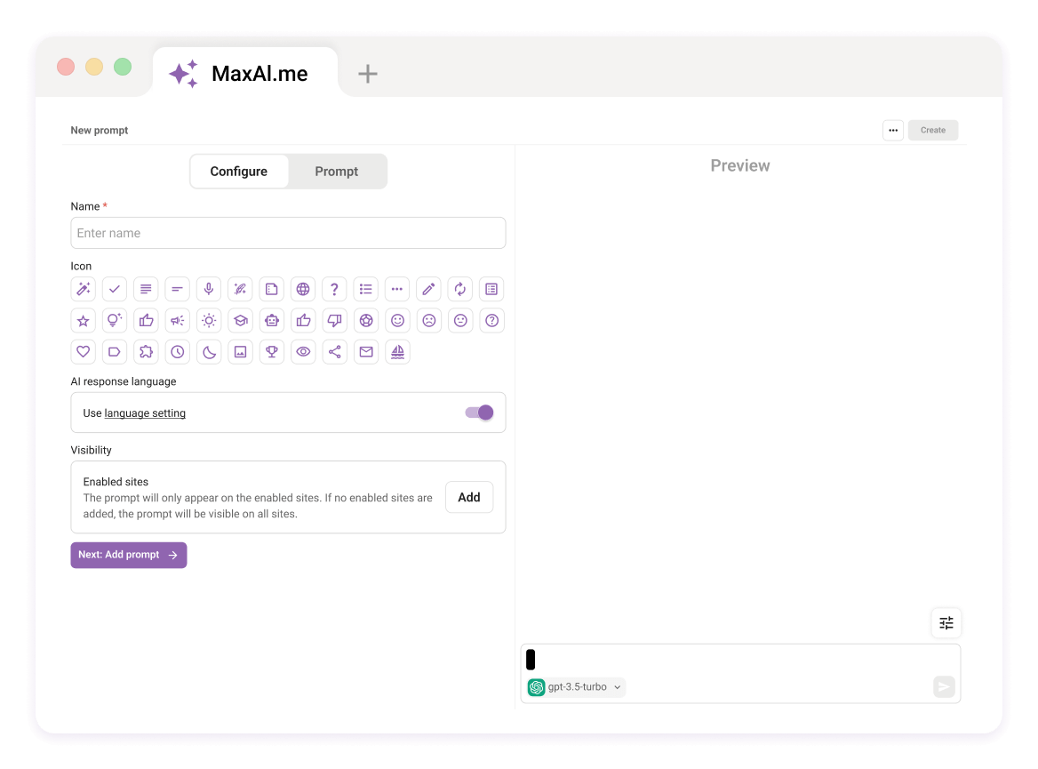 Create and manage your own prompts