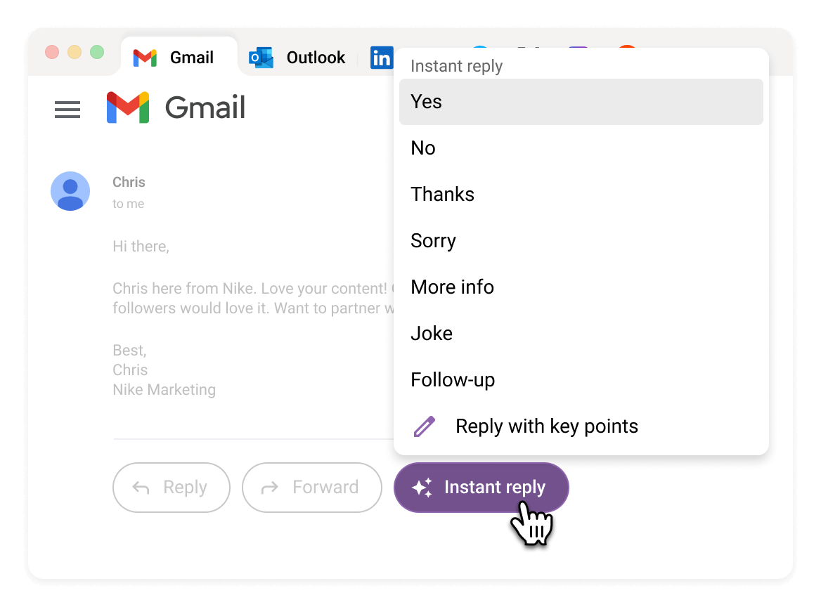 Personalized AI instant reply